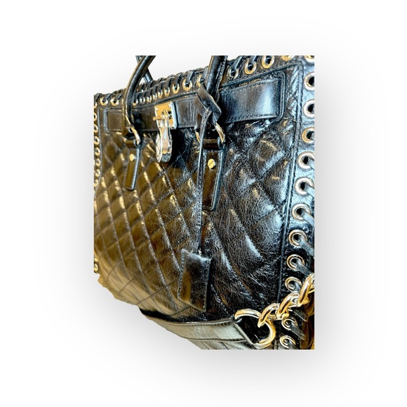 Michael Kors Black Quilted Leather Hippie Grommet Handbag - Picture 12 of 13